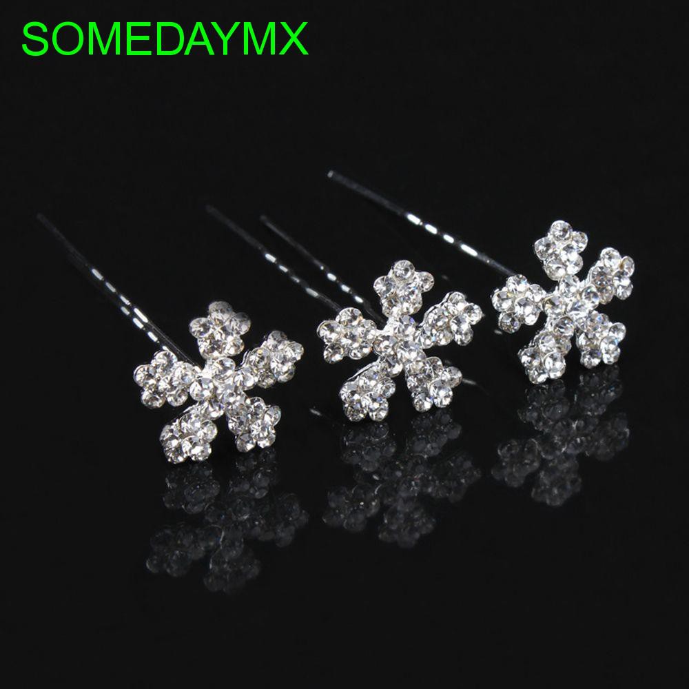Bridal Crystal Rhinestone Snowflake U Shape Wedding Hair Pins