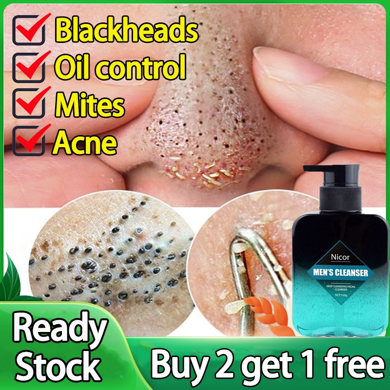 men's facial cleanser mites acne Oil control shrink pores blackhead sabun muka jerawat muka pencuci lelaki