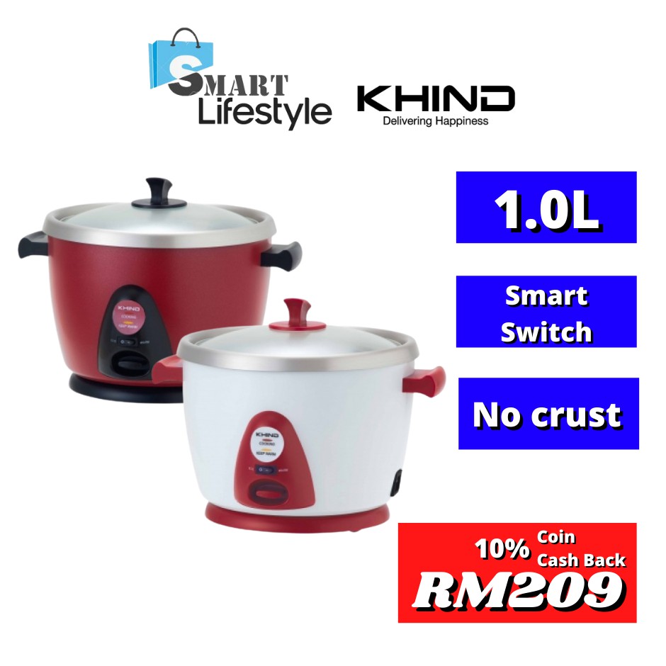 Khind Anshin Rice Cooker With Stainless Steel Inner Pot Random Colour