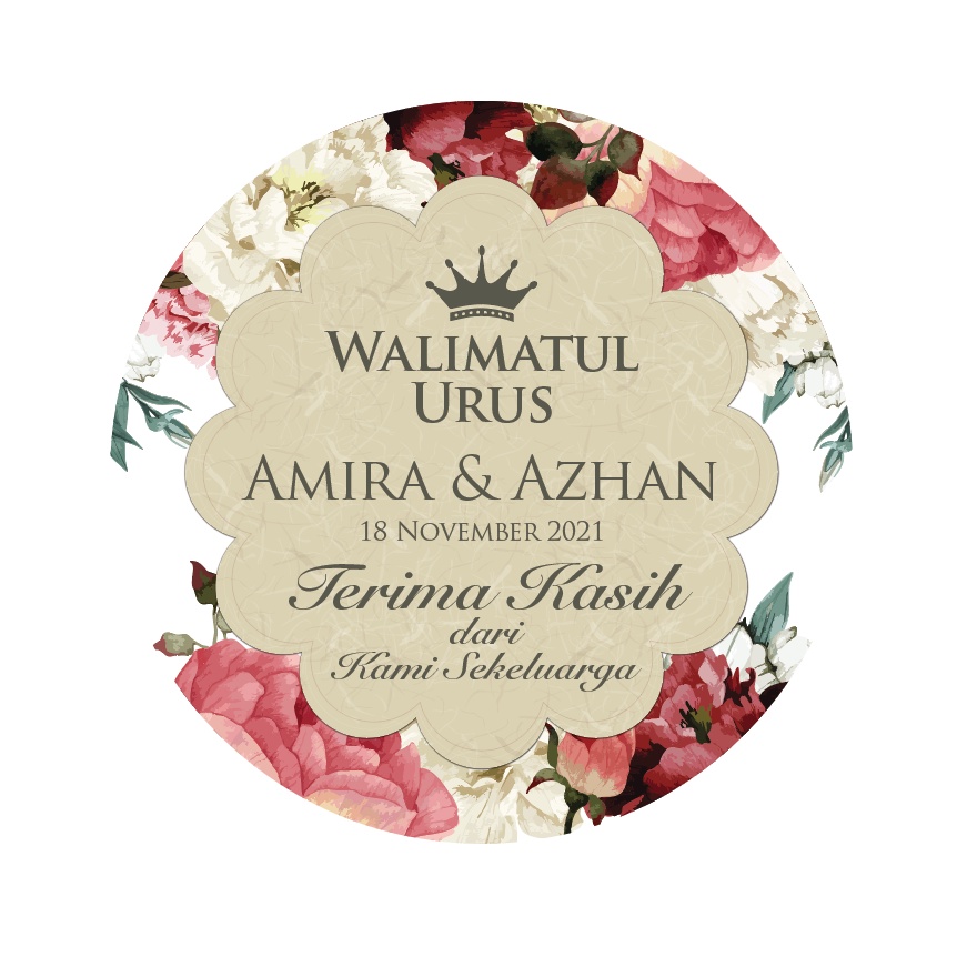 1 KEPING TIADA MIN ORDER Custom Sticker/ Sticker Kahwin/Aqiqah/Hari