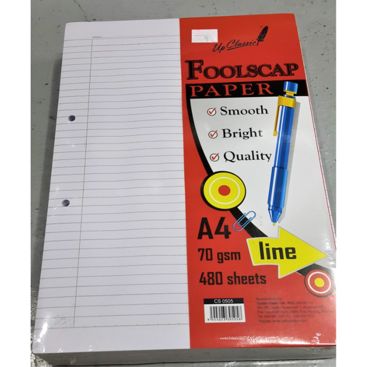 TENQ FOOLSCAP PAPER BROAD LINE7MM A4 70GSM 480'S Shopee Malaysia