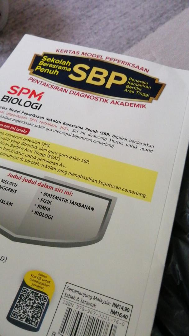 Mahir Kertas Model Peperiksaan Sbp Spm Biologi 2021 Kssm Shopee Malaysia