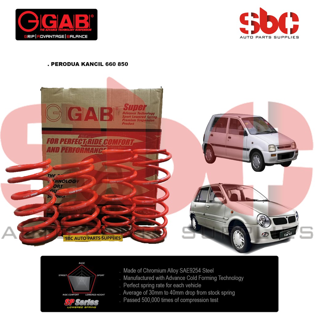 SBC AUTO - GAB SPORT COIL SPRING PERODUA KANCIL 660 850 (1SET) | Shopee ...