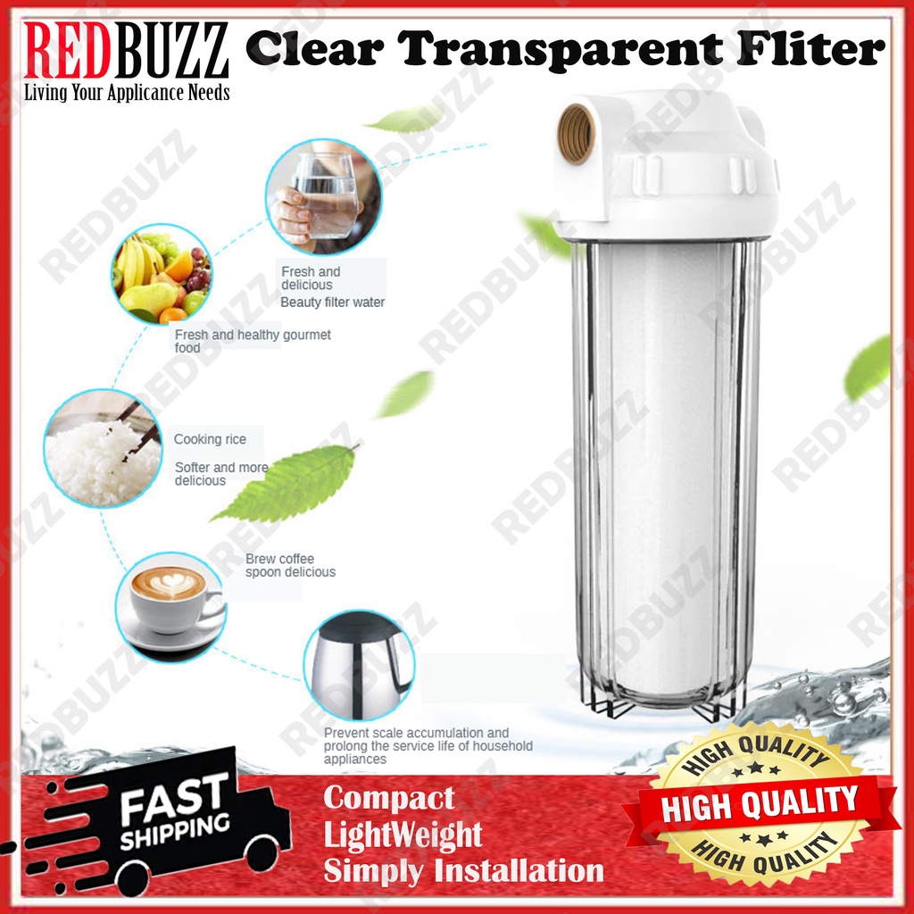 REDBUZZ 10" Clear Transparent Filter Outdoor CTO PP Catridge Water Filter Carbon Filter Penapis Air Durable High Grade