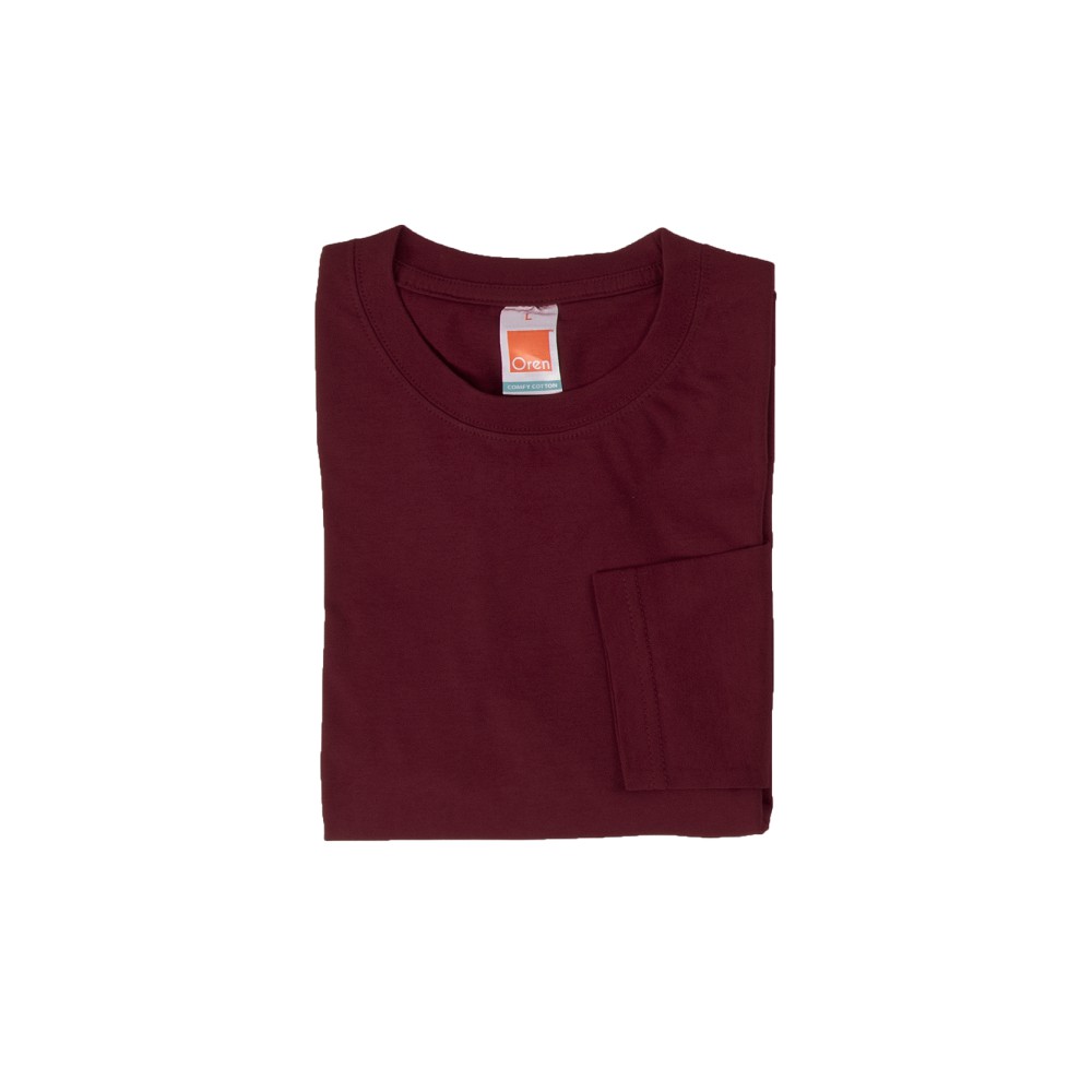 Maroon Long Sleeve Round Neck T-shirt CT54 Oren Sport 100% cotton plain ...