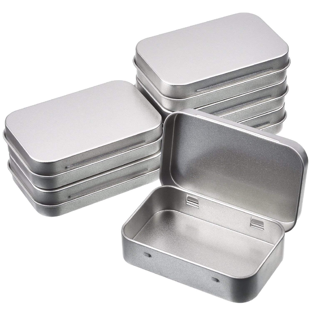large rectangular tin containers