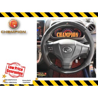 Perodua Axia PU Leather Elegant Monogram Steering Wheel 