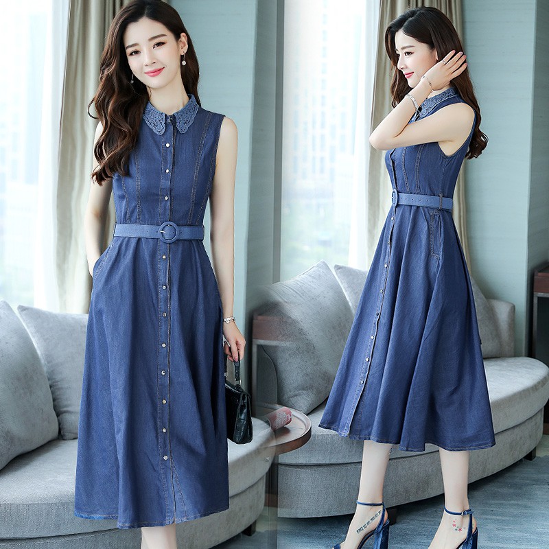 denim full length dress