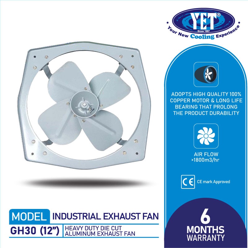 YET GH30 Heavy Duty Industrial Exhaust Fan with High Quality Die Cast ...