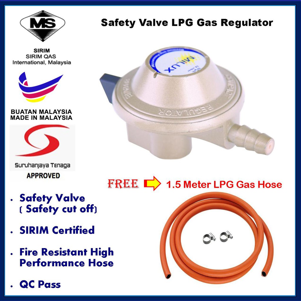 Milux LPG Gas Regulator With Safety Valve L.P.G Gas Regulator Emergency