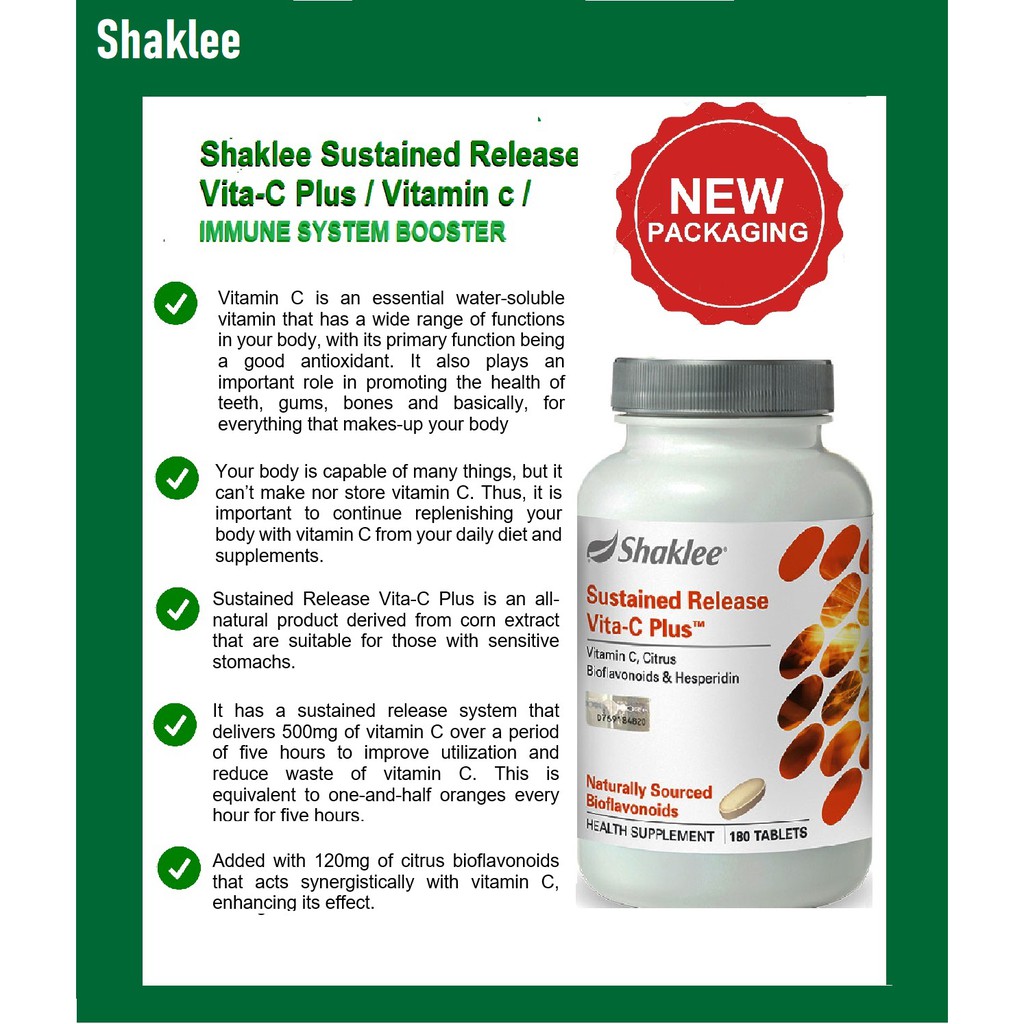 SHAKLEE Sustained Release Vita C Plus Immune System Booster Vitamin C