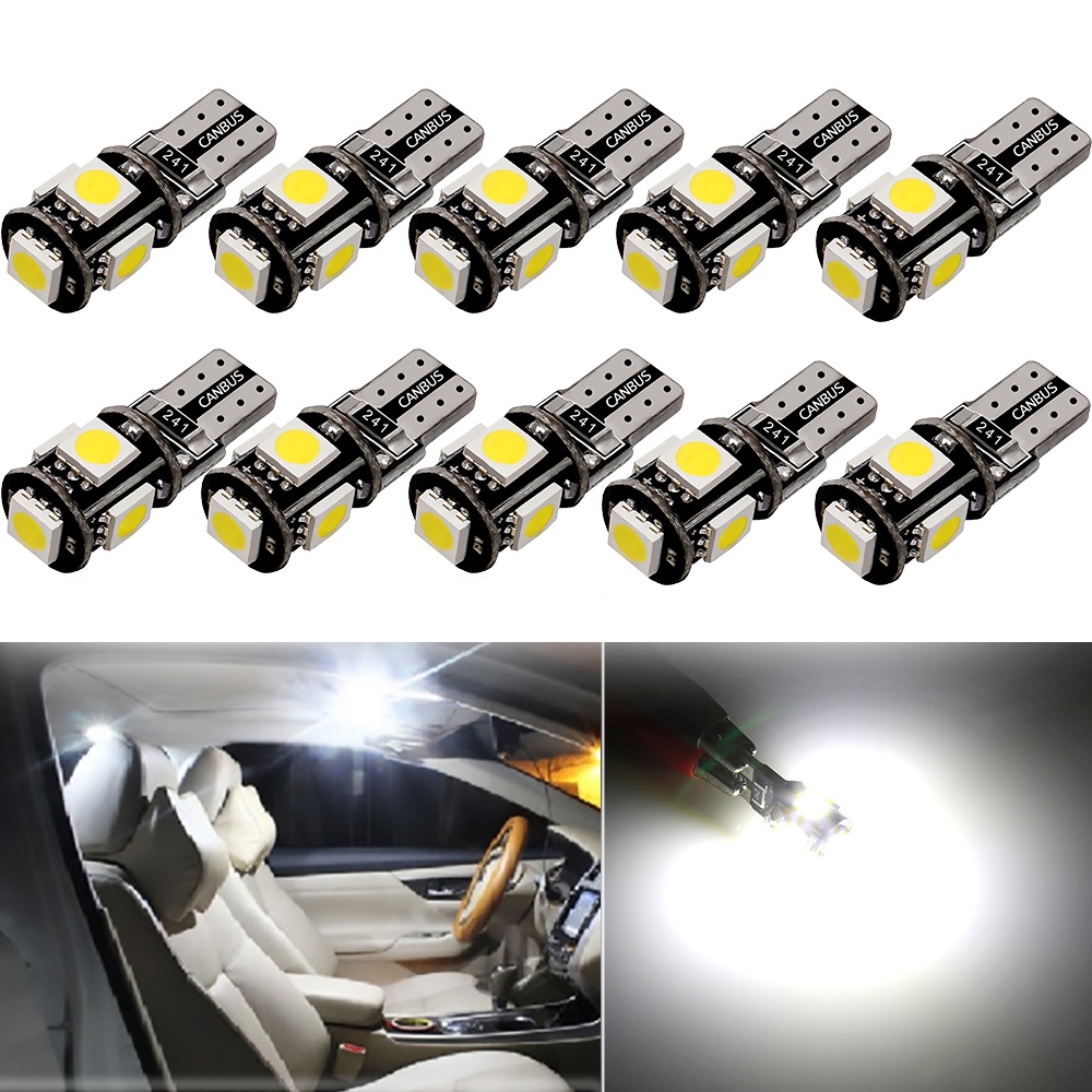 FEZZ Led Interior Car Lights Bulbs 501 W5W Side Light Bulbs T10 Canbus Led bulb White 6000k 10 Pack