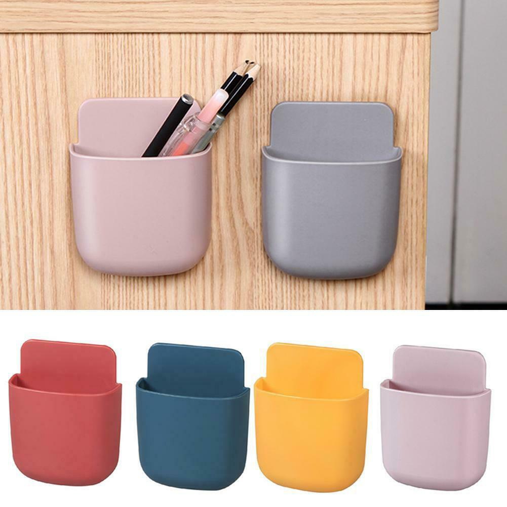 1 Pc Wall Mounted Plastic Storage Box / Selfadhesive Remote Control Mobile Phone Plug Holder