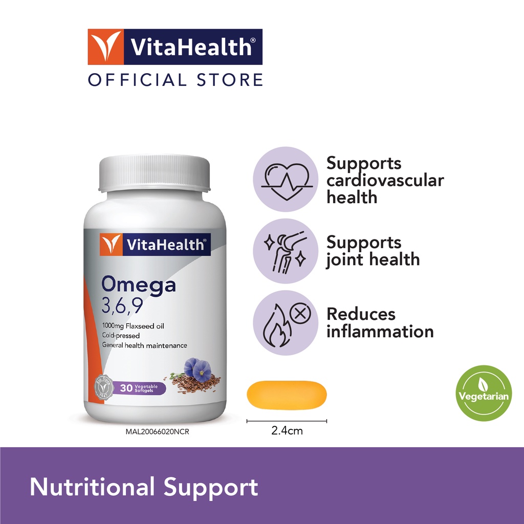 VitaHealth Omega 3,6,9 ColdPressed Flaxseed Oil 1000mg [Expiry 8/2024