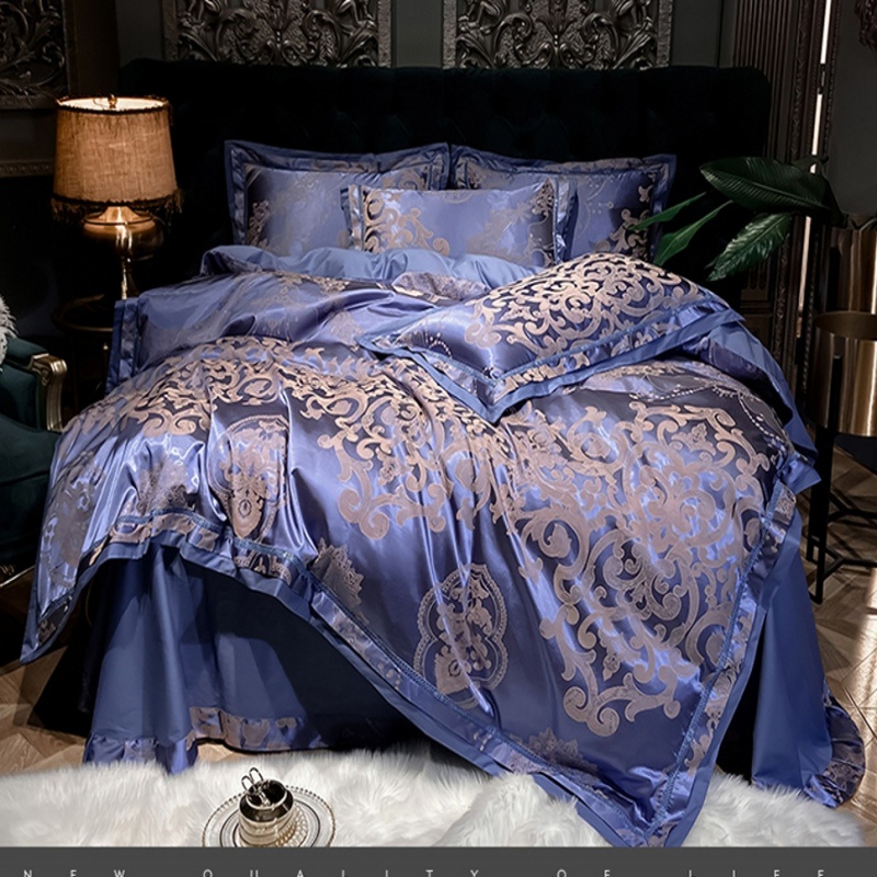 Blue Duvet Cover Silk Satin Bed Sets, Royal Blue Duvet Cover Queen