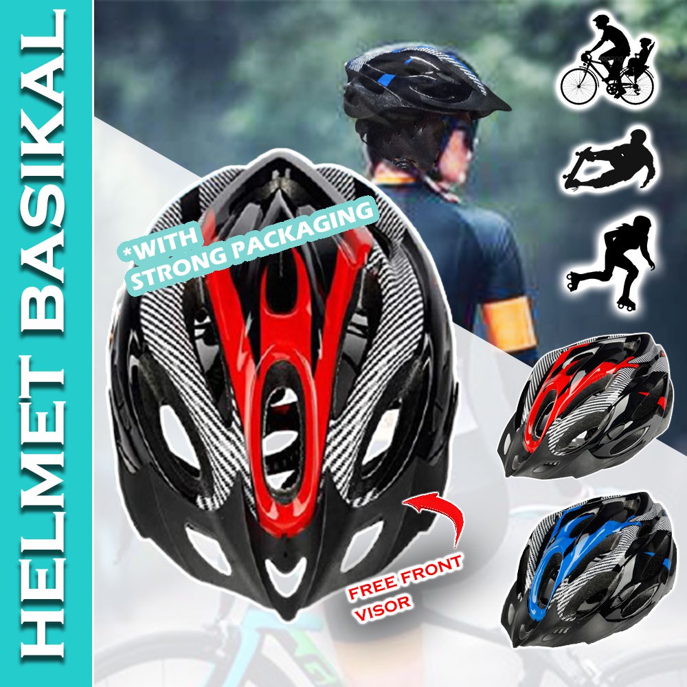 NEW Bike Helmet Basikal Racing Safety Head Protector Topi Mountain Bike Adjustable Road Sport Cycling Bicycle Topi Lajak