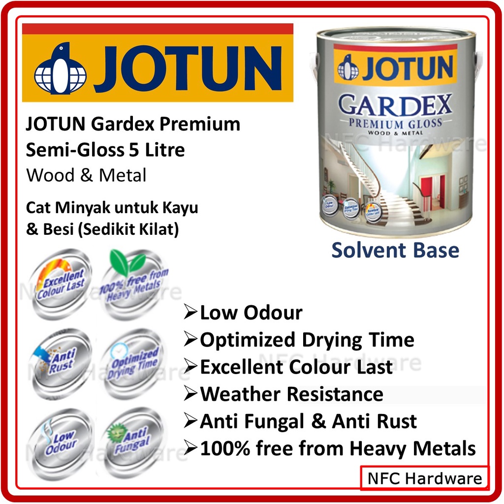 Jotun Gardex Premium Semi Gloss Litre Wood Metal Cat Minyak Alas Kayu Besi Shopee Malaysia