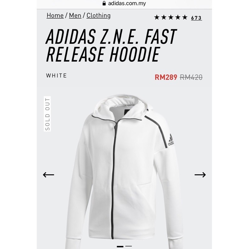Original Adidas Zne Fast Release Hoodie White Small Shopee Malaysia