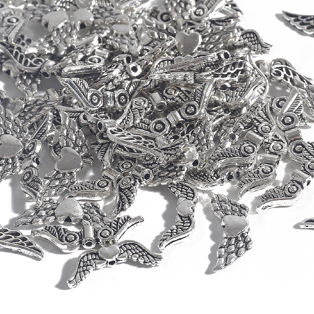 20pcs Charms Angle Wings Multi Size Antique Silver Color Plated Pendants Making DIY Handmade Jewelry