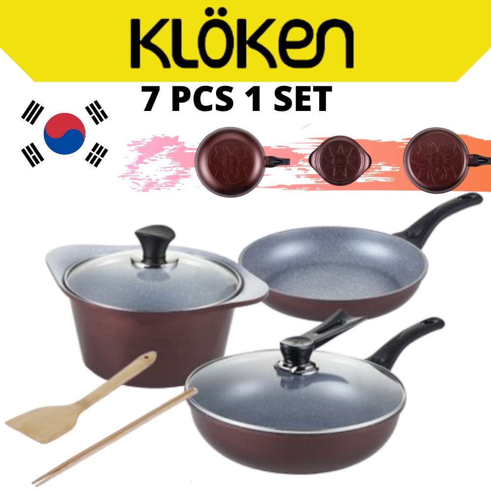 (Made In Korea) Kloken non-stick Wok Curling Stone Cookware 30cm Wok