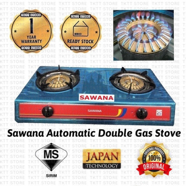 TKTT Sawana Automatic Double Gas Stove Dual Burner Stove Japan Technology Stove Dapur Gas Kembar