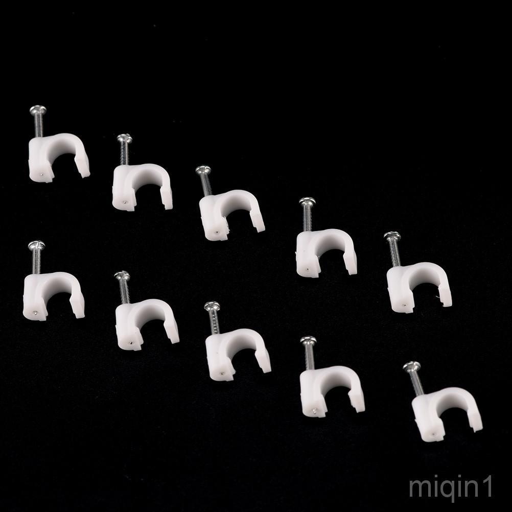 [MQ1my] 100pcs New RG59 Coax Cat5 Cat6 Cable Wire Clips Nail Clamps