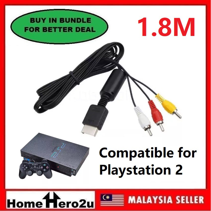 Sony PlayStation PS1 PS2 PS3 1.8m RCA AV Audio/Video Composite Cable - Homehero2u(1 unit)