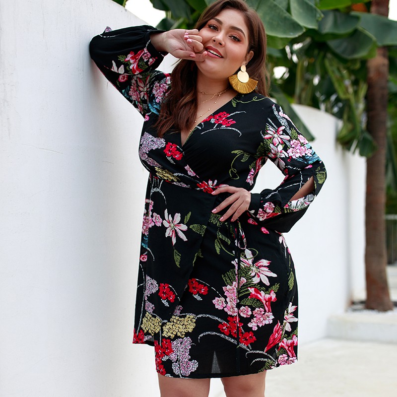 plus size wrap dress midi