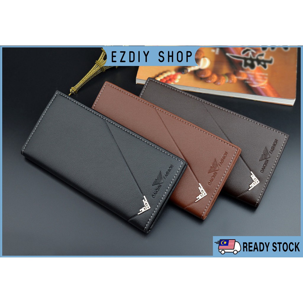 Fashion Design Splicing PU Leather Zipper Clutch Long Man Wallet