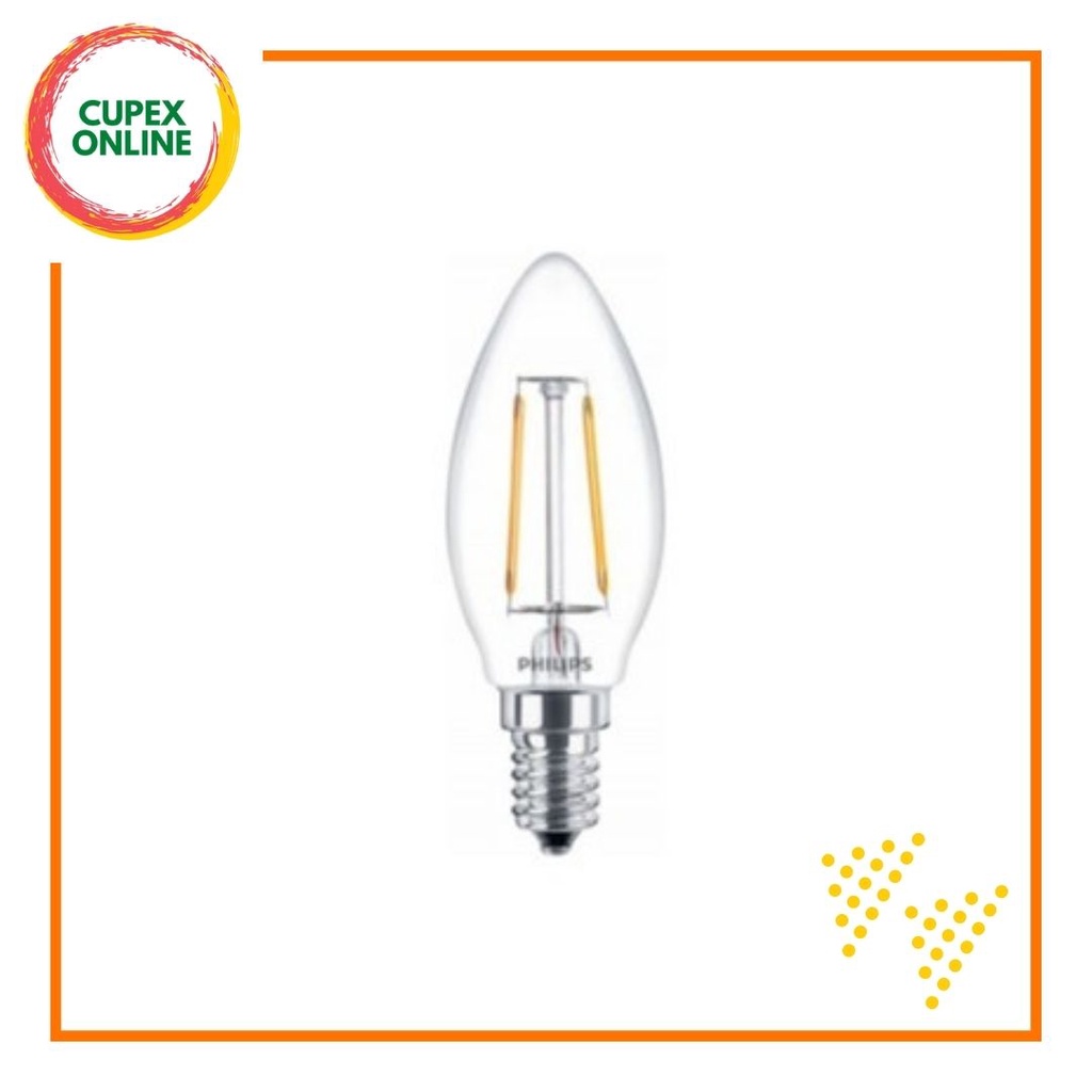 PHILIPS Classic Filament LED Bulb 2-25W E14 B35 827 Warm White (cupex ...