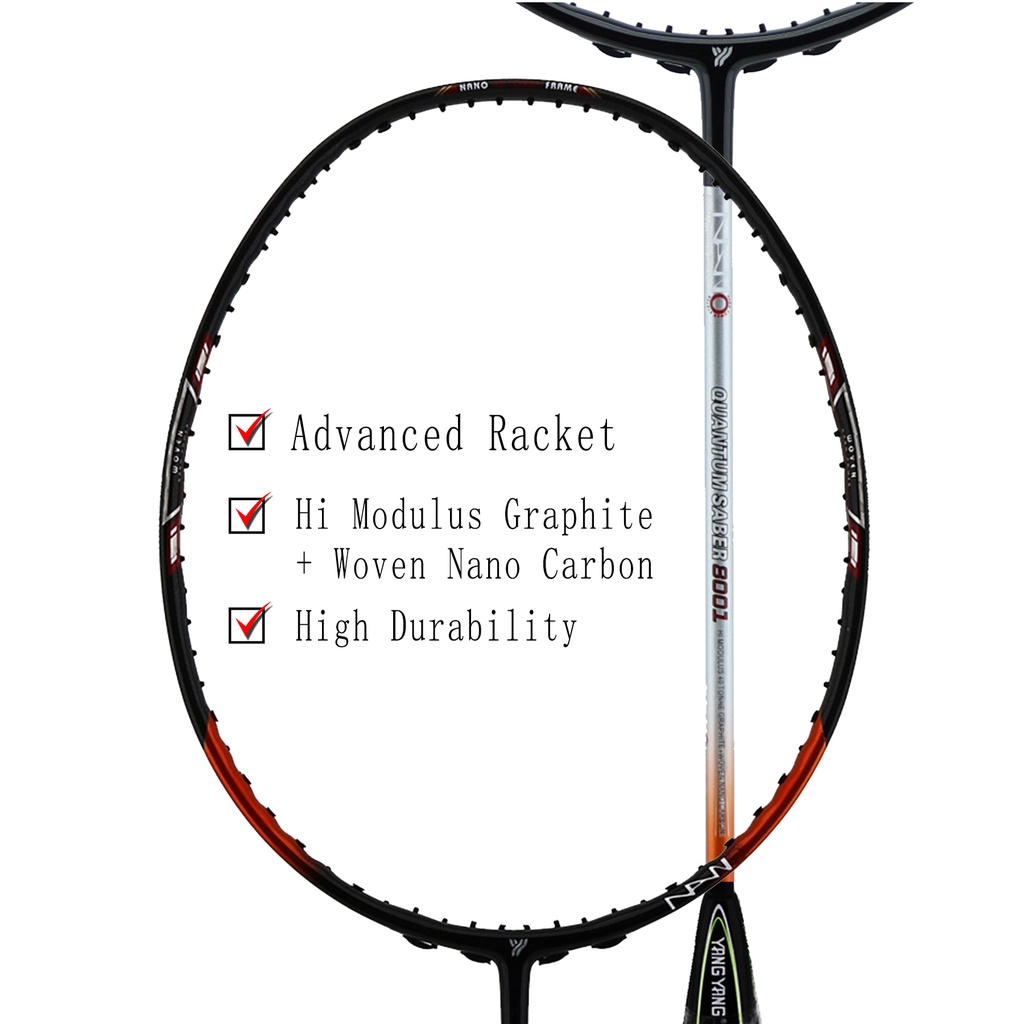 YANG YANG Quantum Saber 8001 Extra Strong 40T Graphite Advance Level Badminton Racket
