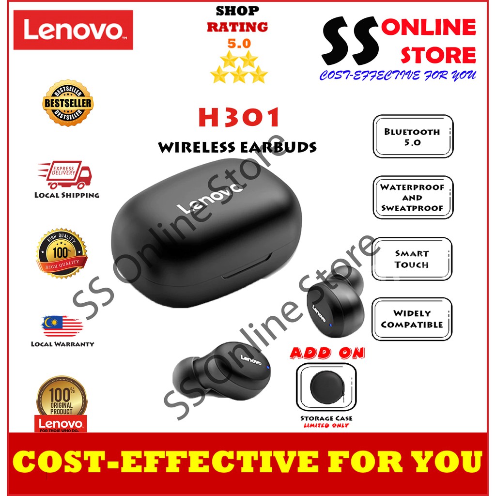 Lenovo H301 TWS Wireless Bluetooth 5.0 Earphone Touch Control