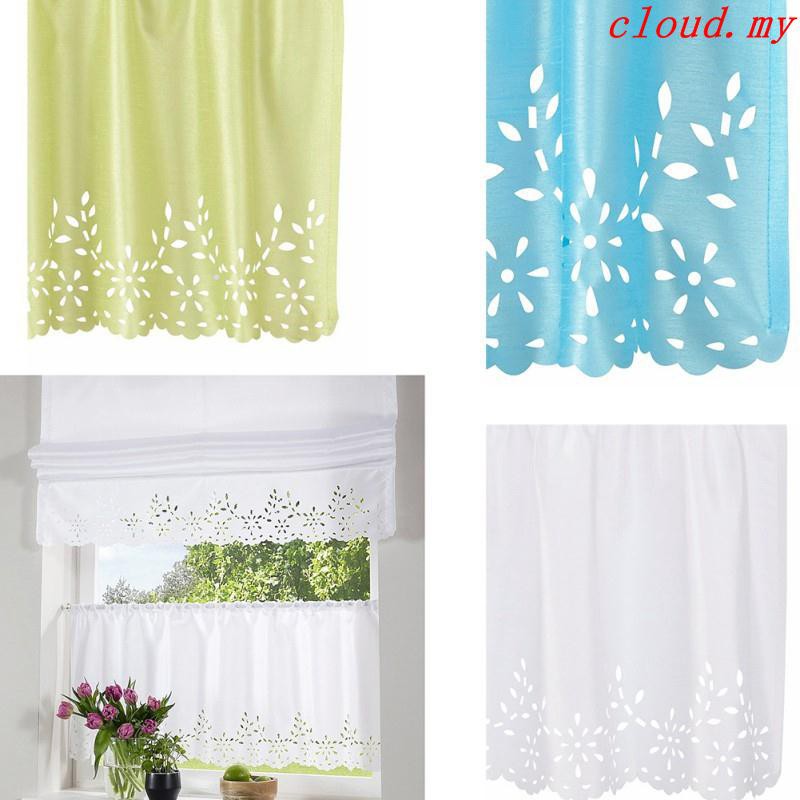 Window Rod Pocket Small Curtain Imitated Silk Fabric Curtains Bar