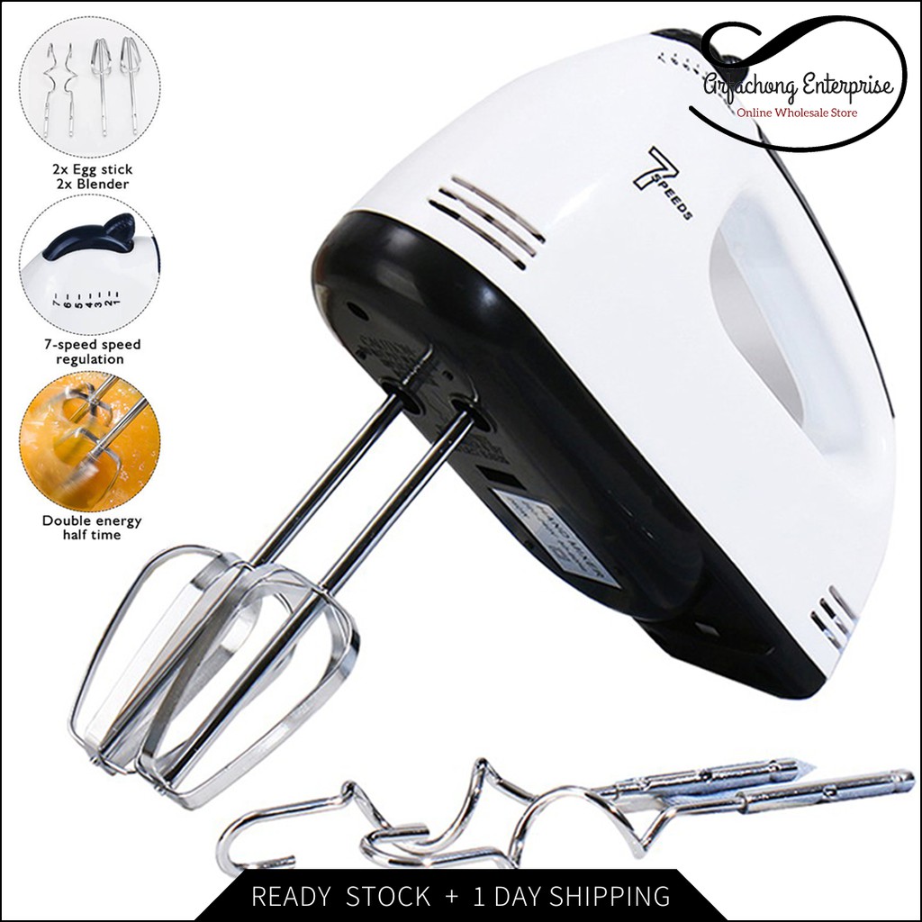 7 Speeds Hand Mixer Egg Beater Mixing Machine Cake Maker Blender Flour Pengadun Tepung Kek Telur Raya 蛋糕搅拌机