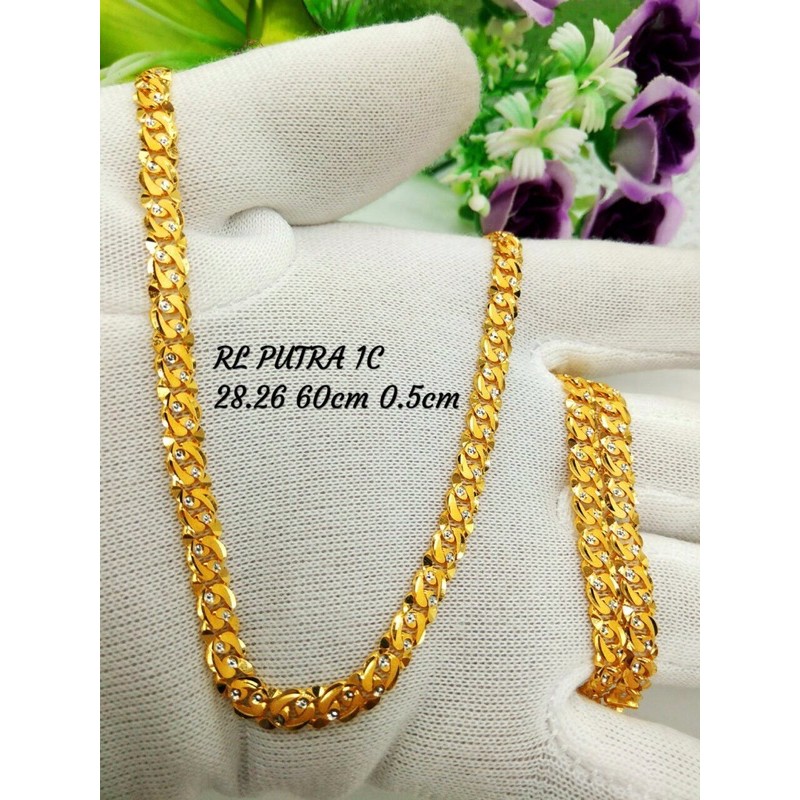 Rantai Leher Putra Padu Emas 916 Solid Necklace 916 Gold Shopee Malaysia