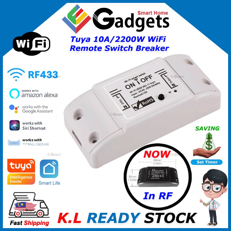 Tuya Smart Switch Wifi Switch Breaker 10A/2200W RF433 works with Tuya ...