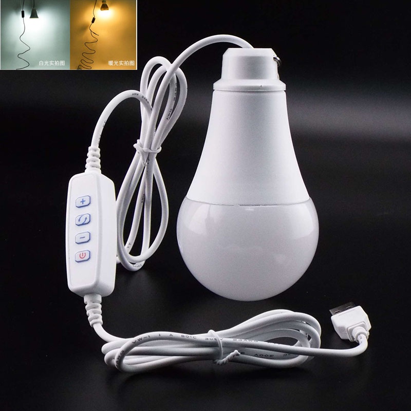 USB LED Bulb Lights 5V 3W 10W Reading Night Lamps Wall Hanging Outdoor for Camping Home Bulbs Dimming Light Ball