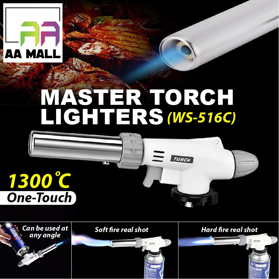 AA MALL Master Torch/MULTIPURPOSE PORTABLE BUTANE GAS TORCH CAMPING [WS-516C] WITH GAS (SET) Outdoor Cooking