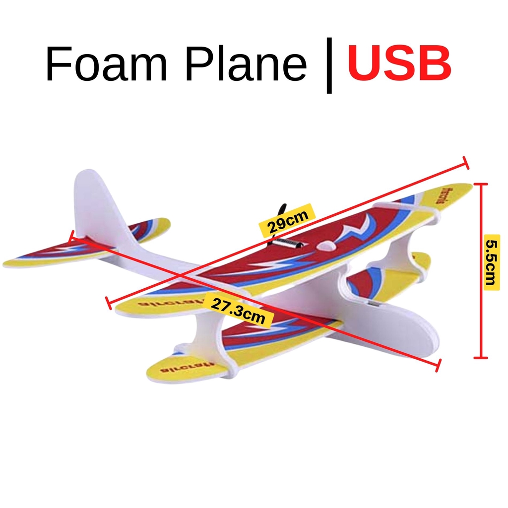 Kids Large Hand Throw Aeroplane Flying Foam Glider Toys Plane Flight Outdoor Model Kapal Terbang Mainan