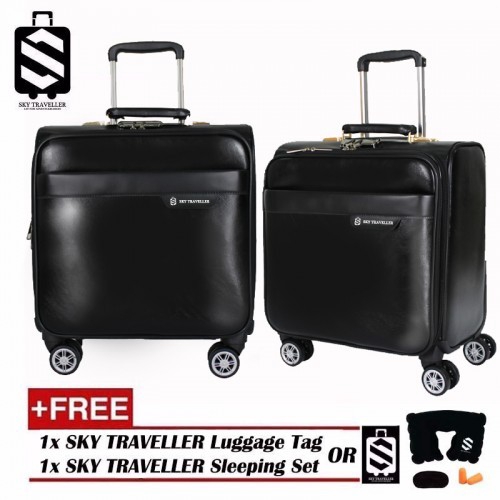 SKY TRAVELLER SKY303 Luxury Leather Elegant Trolley Case Bag Luggage 16Inch