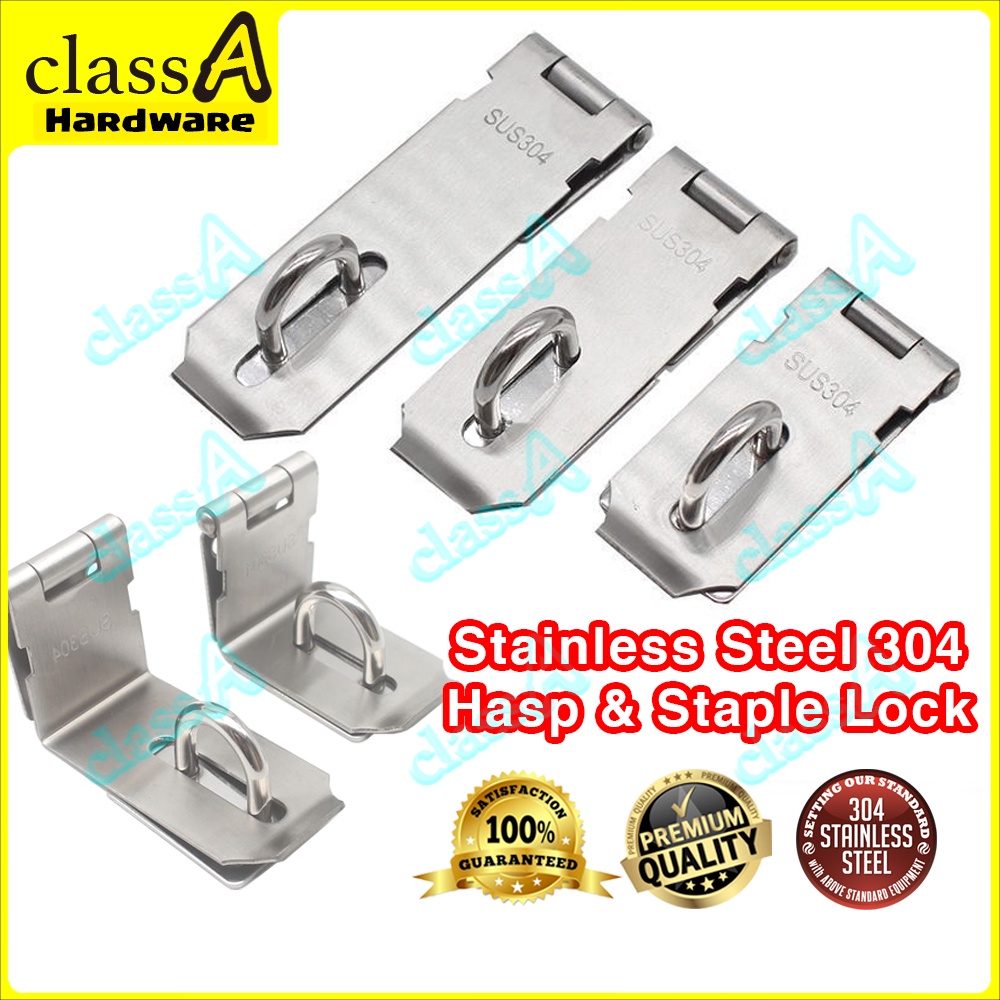 ClassAHW Stainless Steel 304 201 Hasp & Staple Latch Door Lock Padlock Clasp Security Safety Hasp Lock