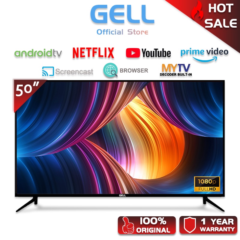 GELL Smart TV 50 inch LED TV With Android TV / WiFi / YouTube / MyTV