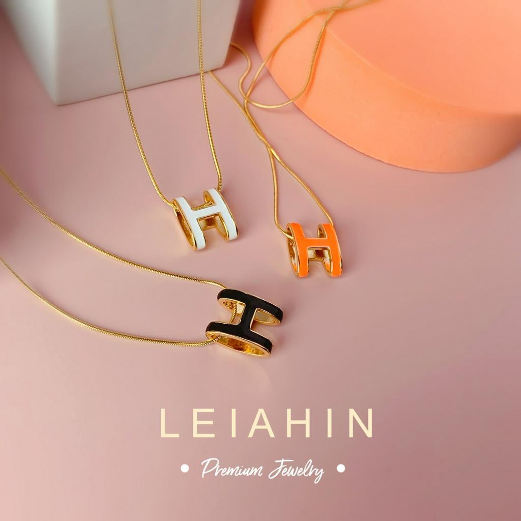 LEIAHIN Fashion Necklace For Women, 18K Gold Titanium Steel Letter H Pendant Necklaces, Birthday Gifts, All-match Korean Jewelry Accessories L1