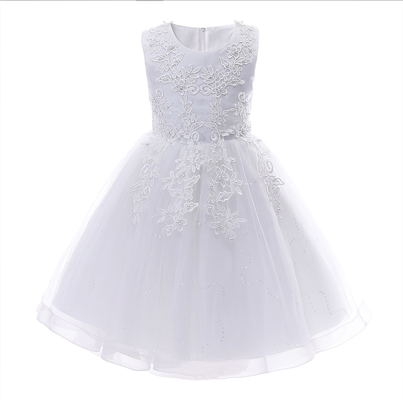 Mallimoda Girls Lace Tulle Flower Princess Wedding Dress for Toddler and Baby Girl 