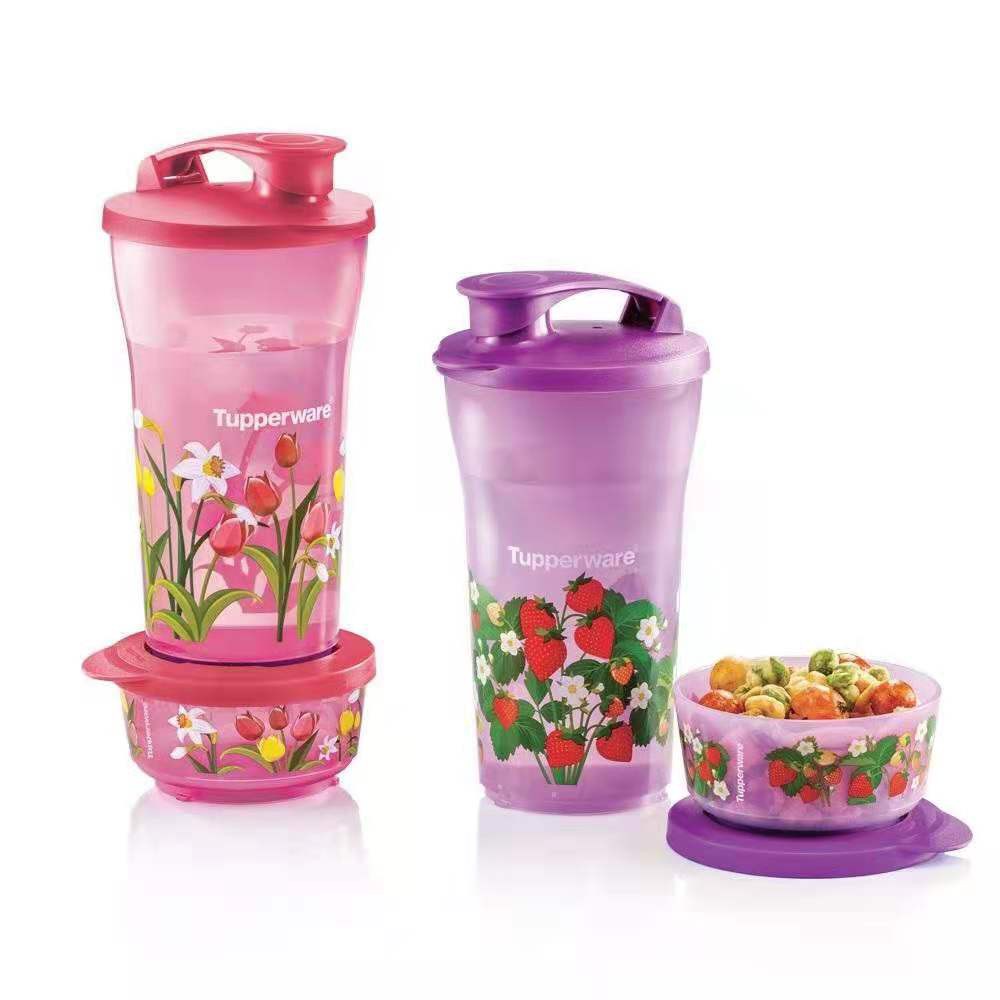 Original Tupperware Quench & Snack Set (Red or Purple)