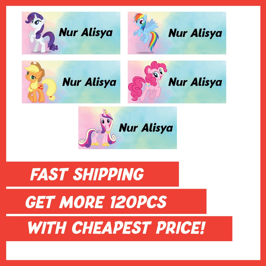 Sticker Label Nama Pendek 200pcs My Little Pony