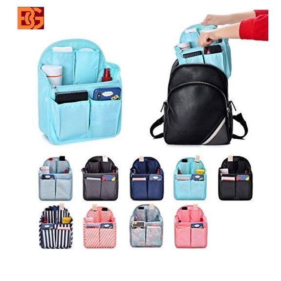 Felt Backpack Organizer Insert Travel Bag Multi Pockets Makeup Round Handbag 20x 12x27cm[LXWXH]