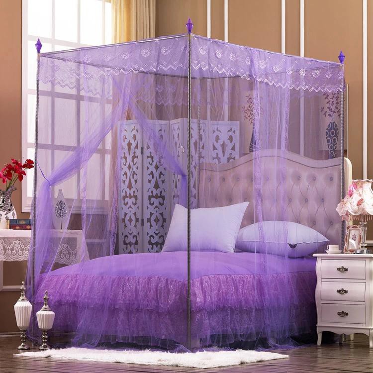 Ready Stock Purple Color Lace Mosquito Net Bed Canopy 6 Ft For King Size Bed