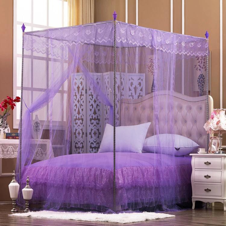 Ready Stock Purple Color Lace Mosquito Net Bed Canopy 6 Ft For King ...