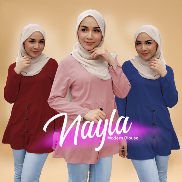 Koleksi D Modest Blouse Muslimah Labuh Butang Como Crepe Modest Fashion